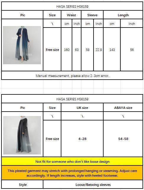 HASASERIES HS6159 Ombré Pleated Abaya with Lapel Collar & Button Closure