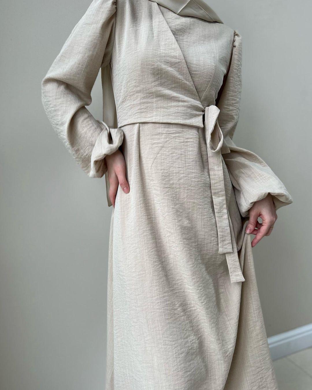 HASASERIES HS0759 Temperament Long Sleeve Fake Two-piece Lace-up Dress Long Skirt