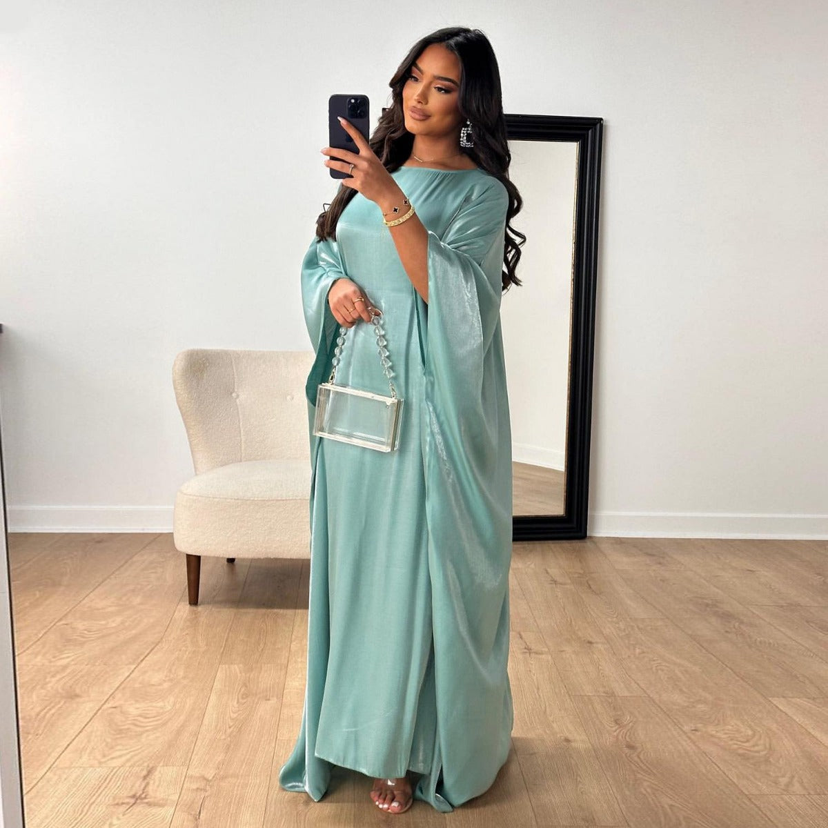 HS1348 Elegant Kaftan in Gold Cotton – 20 Vibrant Colors Available