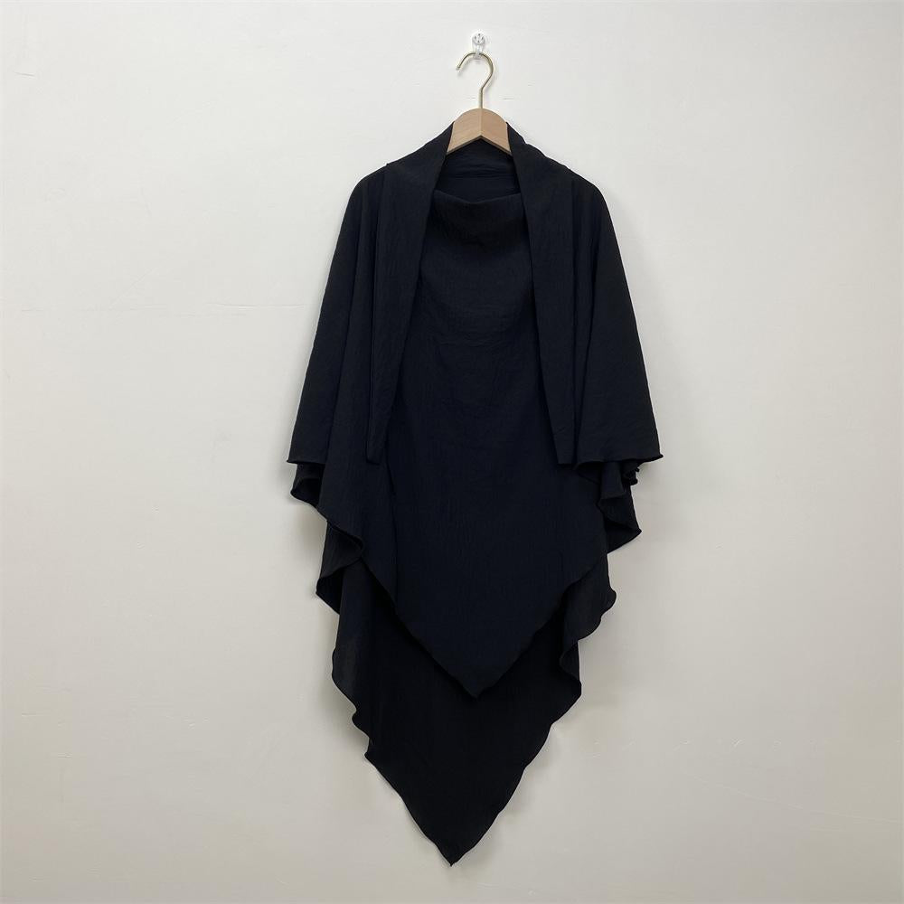 HS0457 2-layer Crepe Khimar Solid Color