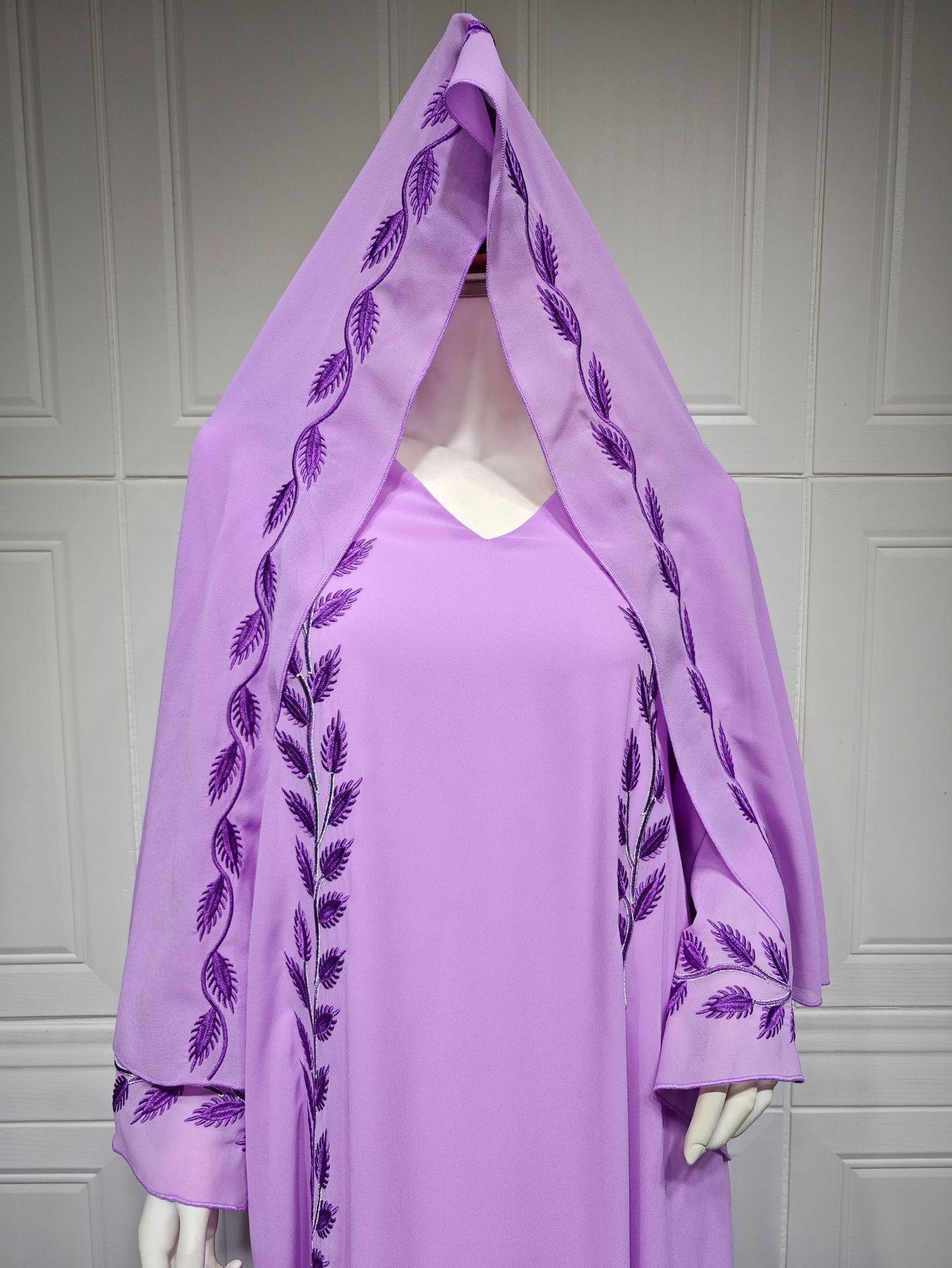 HASASERIES HS1050 2pcs Chiffon Long Muslim Dress with Hijab