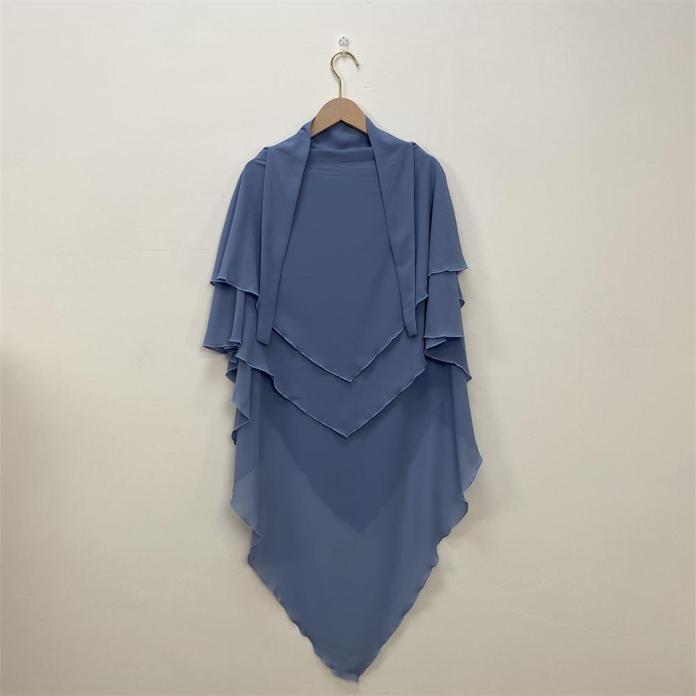 HS0453 Solid Color Chiffon Turban Middle East Dubai Turkey Solid Color Double Layer Big Turban