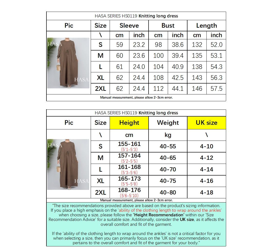 HS0119 knitted long dress with waist belt and pockets autumn and winter