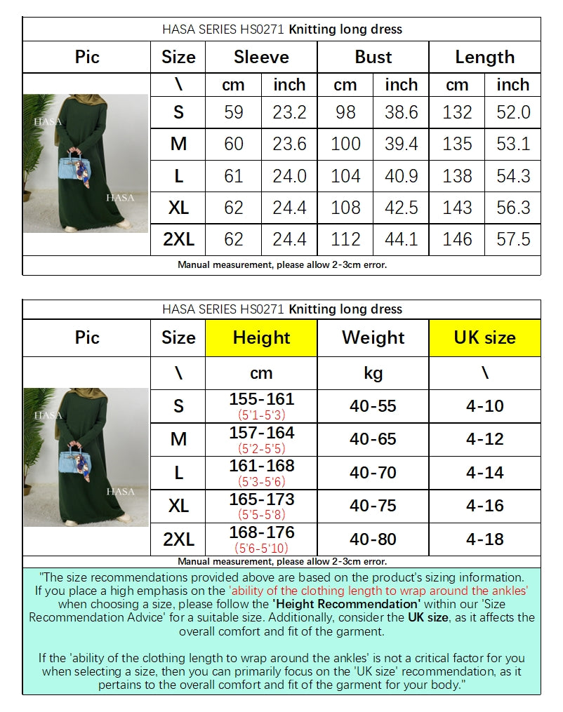 HS0271 Muslim Winter Premium Thick Anti Cold Plush Long Knitted Dress Abaya