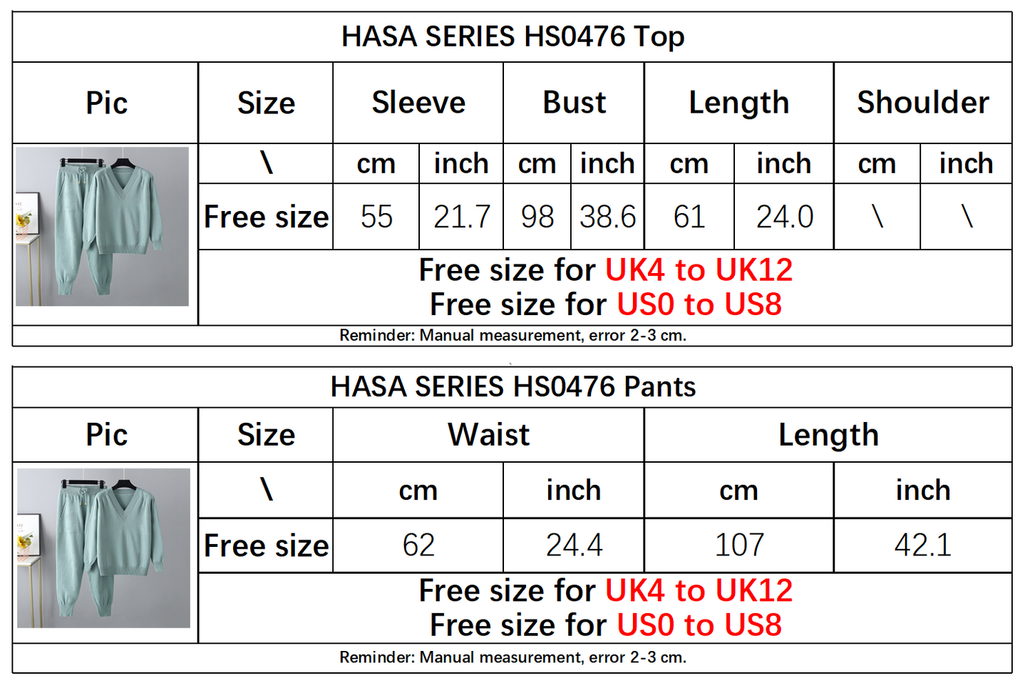HS0476 autum and winter knitted 2 PCS SET V-neck with pockets