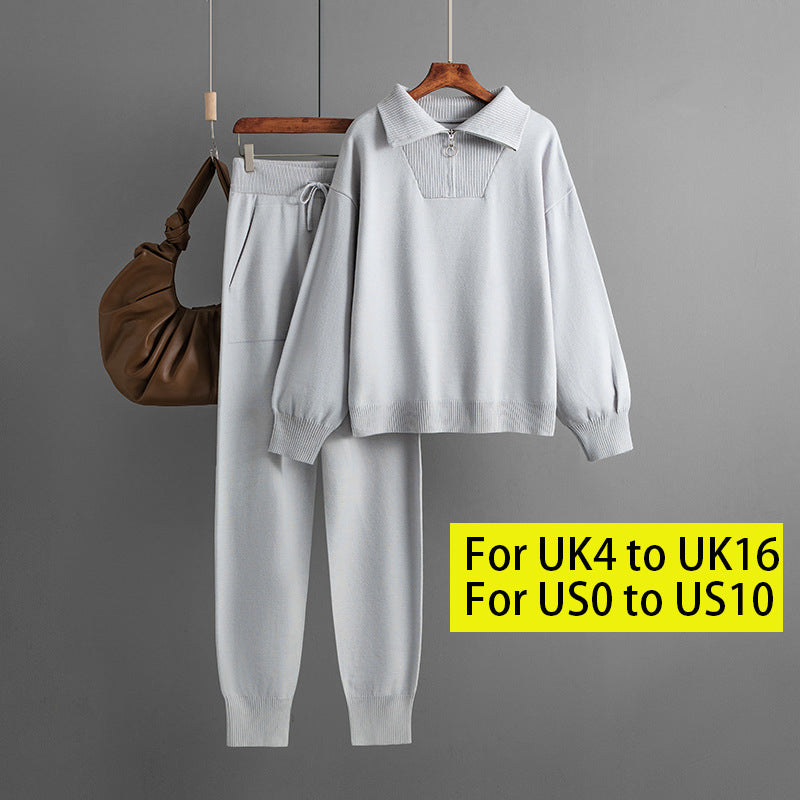 HS0478 autumn and winter 2 PCS set women loose fashionable and casual knitted