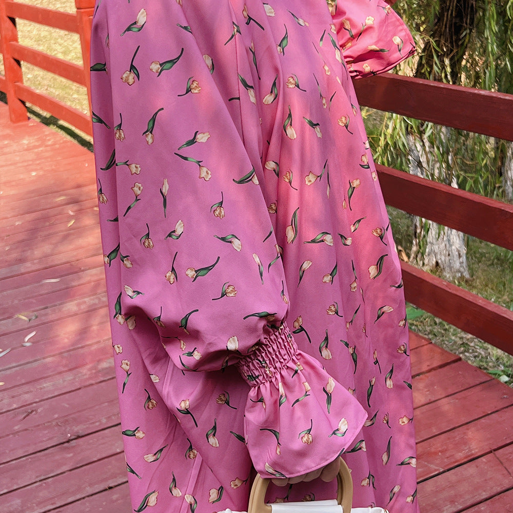 HS0405 2022 dubai turkey middle east print dress robe