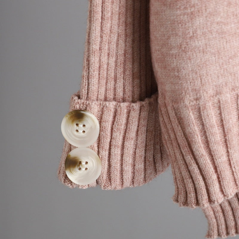 HS0324 2022 autumn and winter new loose high-collar sweater suit female fashionable broad-legged pants two-piece set