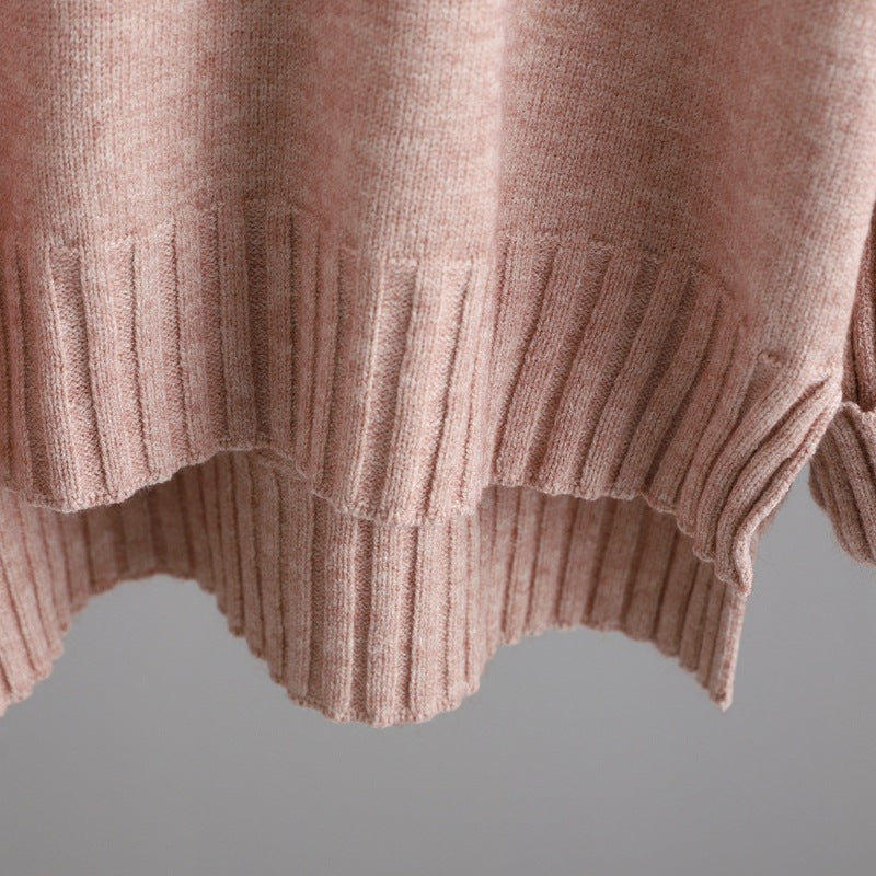HS0324 2022 autumn and winter new loose high-collar sweater suit female fashionable broad-legged pants two-piece set