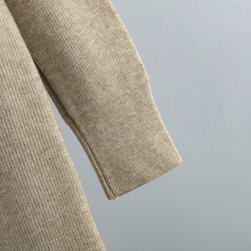 HS0338 knitted dress women 2022 spring and autumn senior sense of zipper pullover outside through the knee sweater long dress