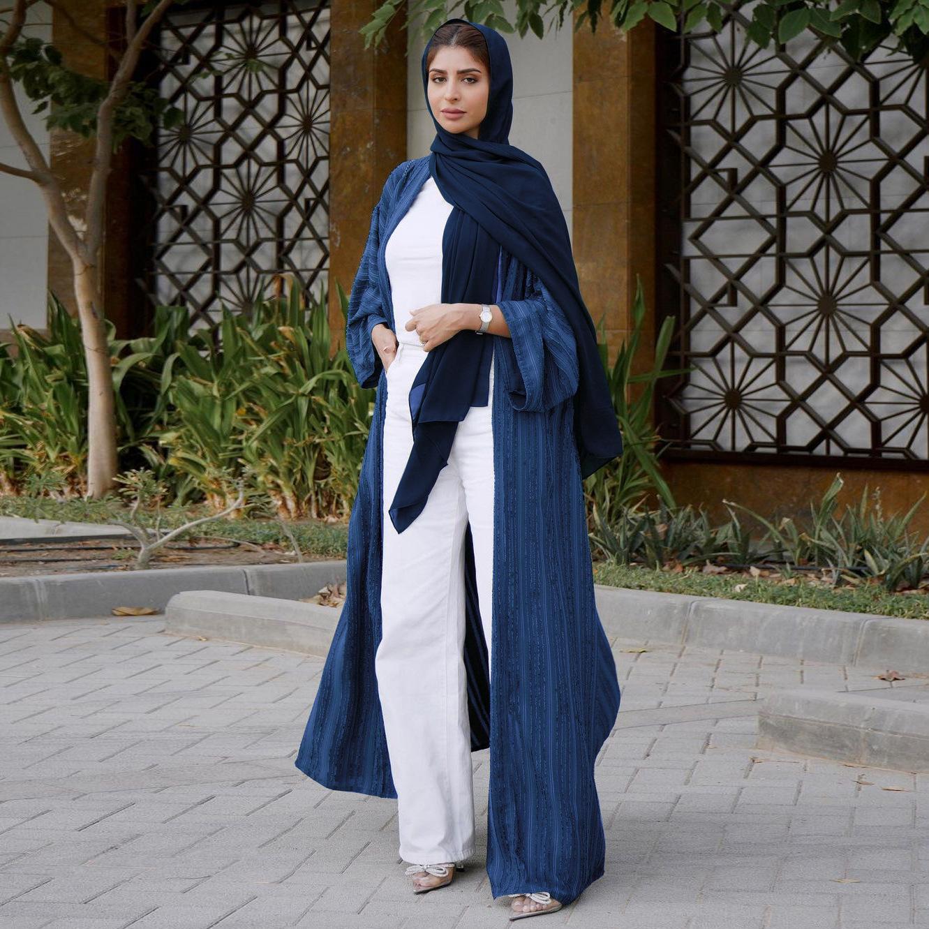 Solid color open abaya