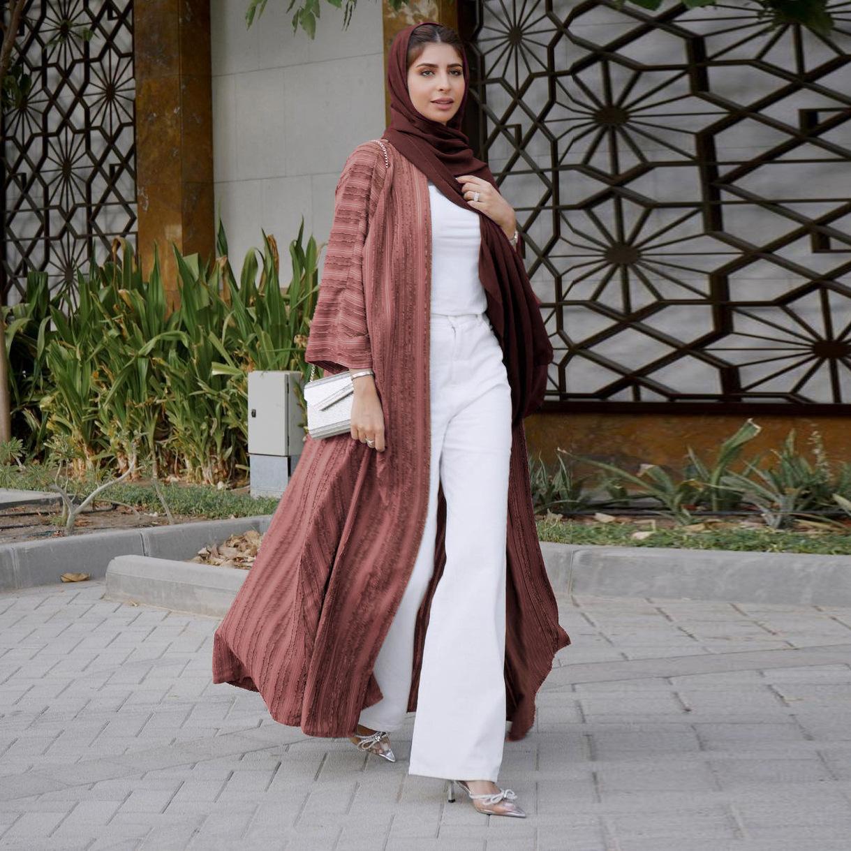 Solid color open abaya
