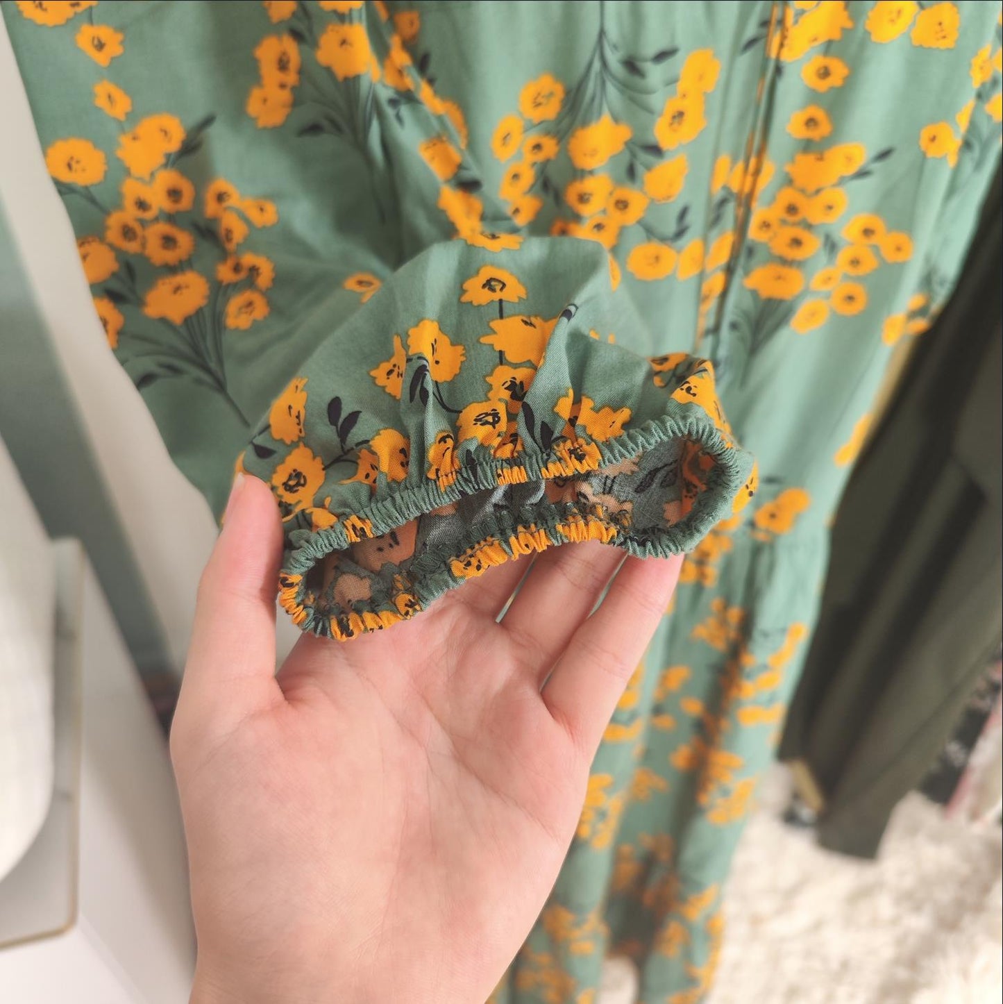 HS0819 Rayon long dress V-neck flower dress