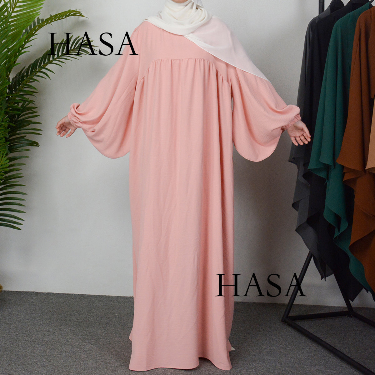 HS0429 Muslim OverSize Abaya with special Bubble sleeves for all body Shape