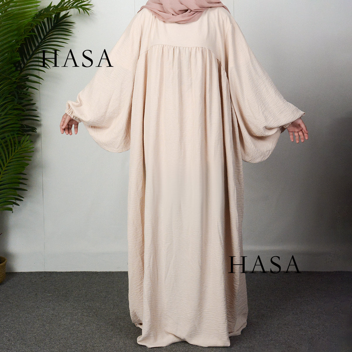 HS0429 Muslim OverSize Abaya with special Bubble sleeves for all body Shape