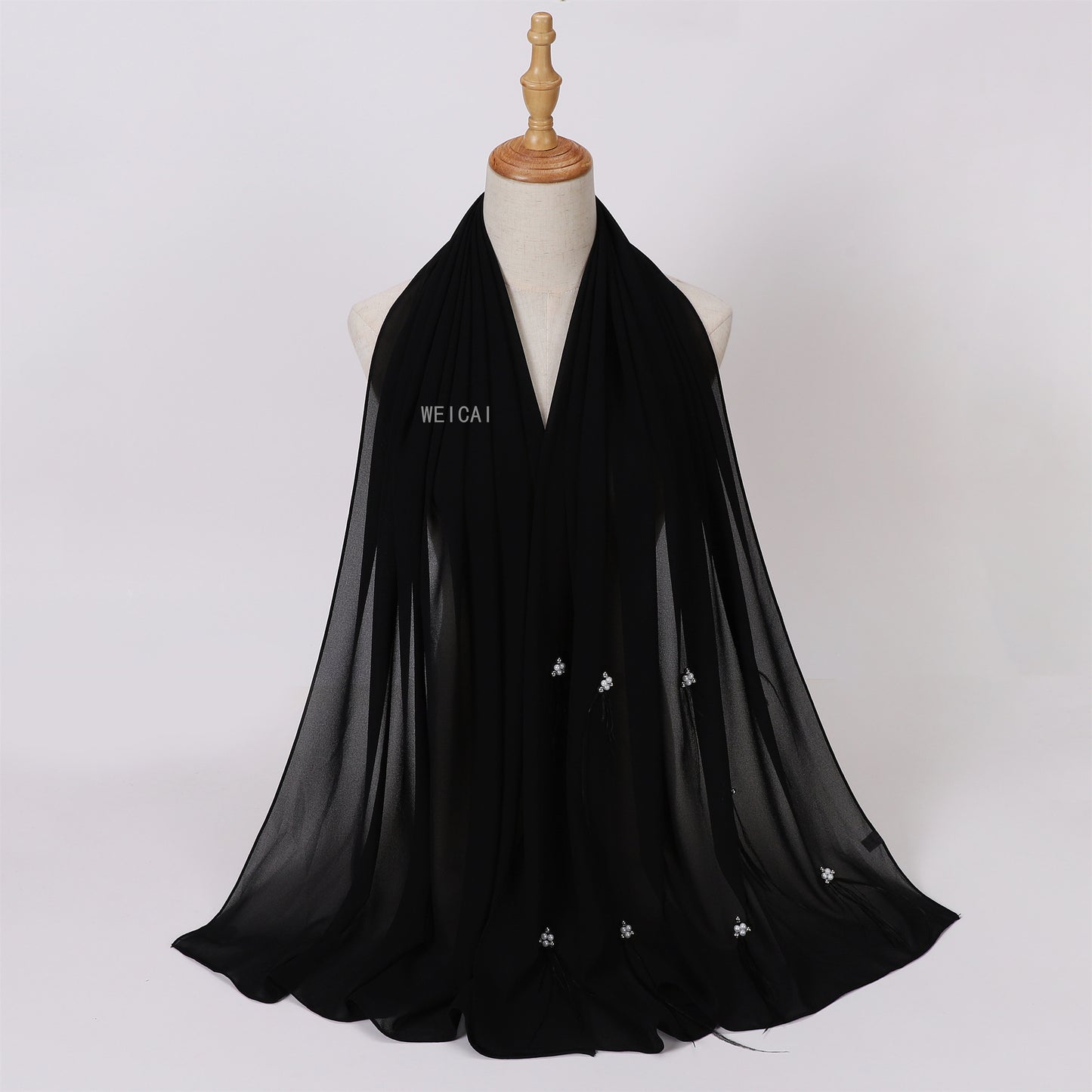2022 New Style Pearl chiffon beaded ostrich feather headband