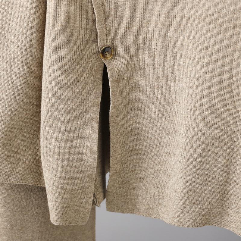 HS0341 high neck winter warm wide leg pants knitted 2 PCS SET