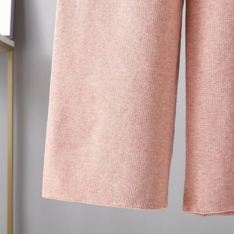 HS0341 high neck winter warm wide leg pants knitted 2 PCS SET