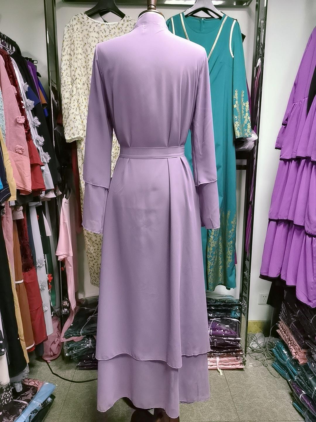 #HS10073 Cardigan en mousseline de soie douce et fluide pour femme grande taille avec hijab