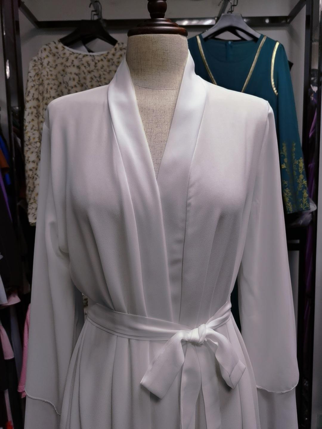 #HS10073 Cardigan en mousseline de soie douce et fluide pour femme grande taille avec hijab