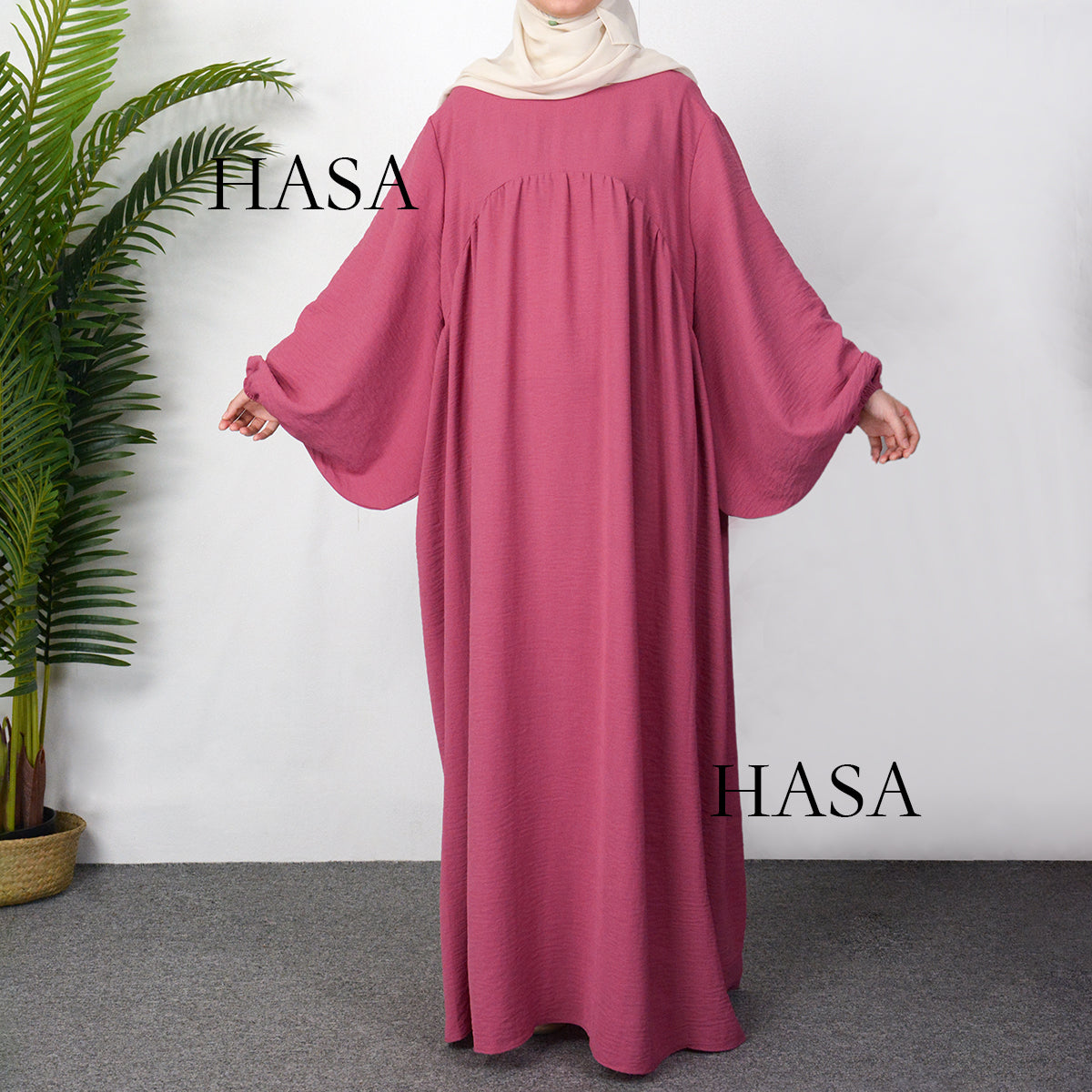 HS0429 Muslim OverSize Abaya with special Bubble sleeves for all body Shape
