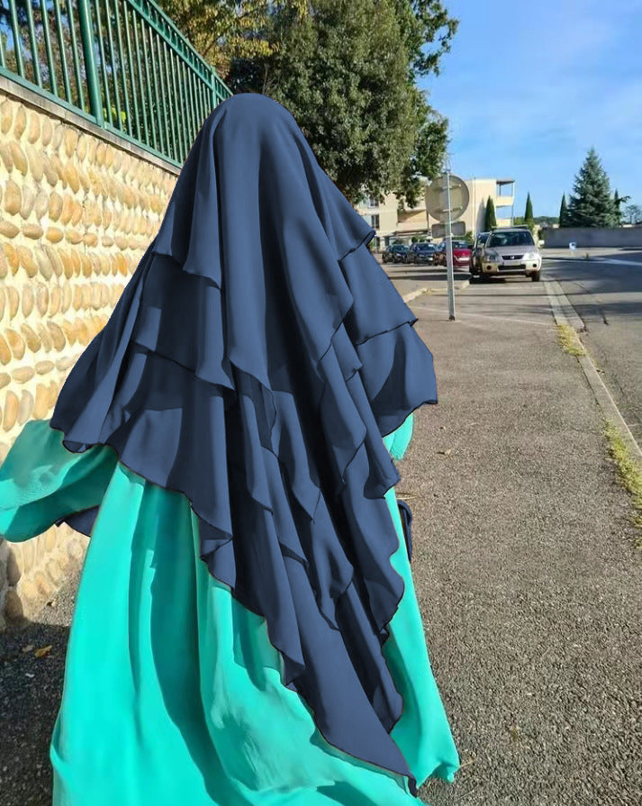 HS0531 khimar trois couches de couleur unie