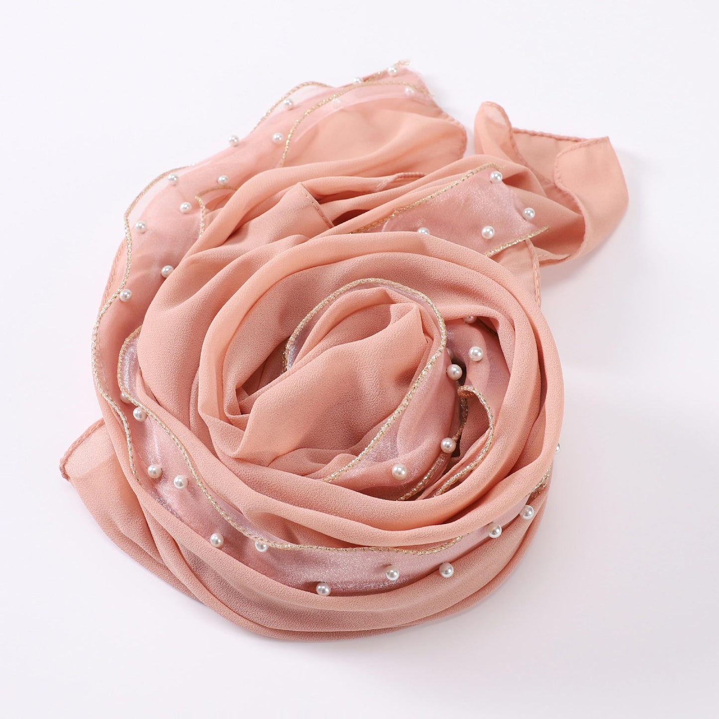 Pure colour pearl chiffon high shine fluttering sarong wrap head scarf scarf bubble scarf