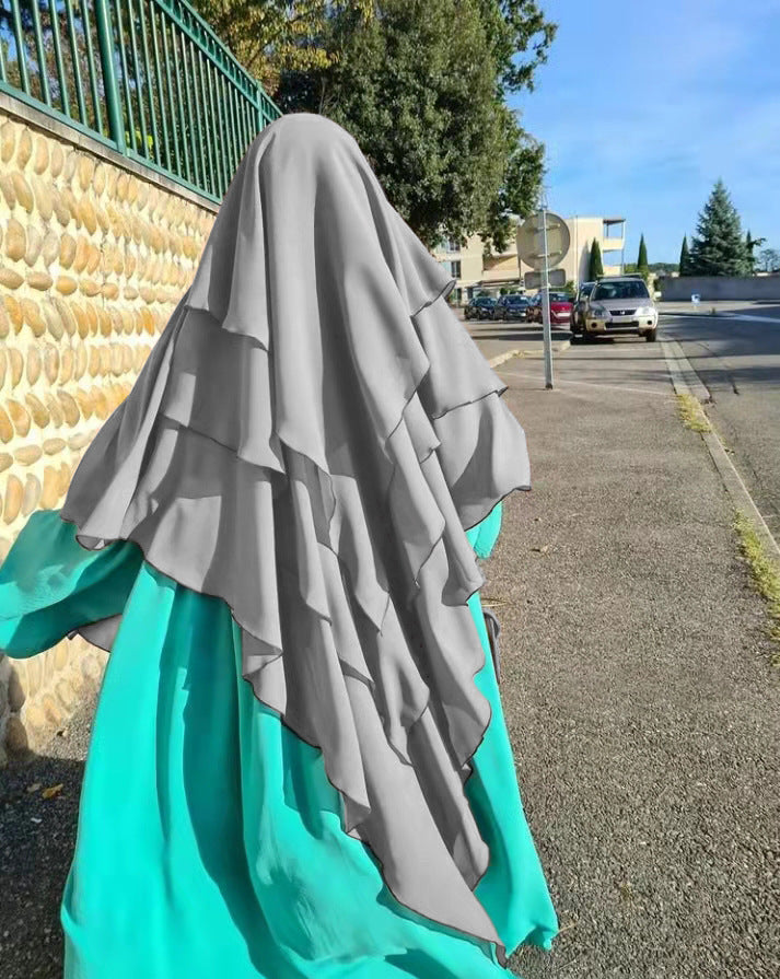 HS0531 khimar trois couches de couleur unie