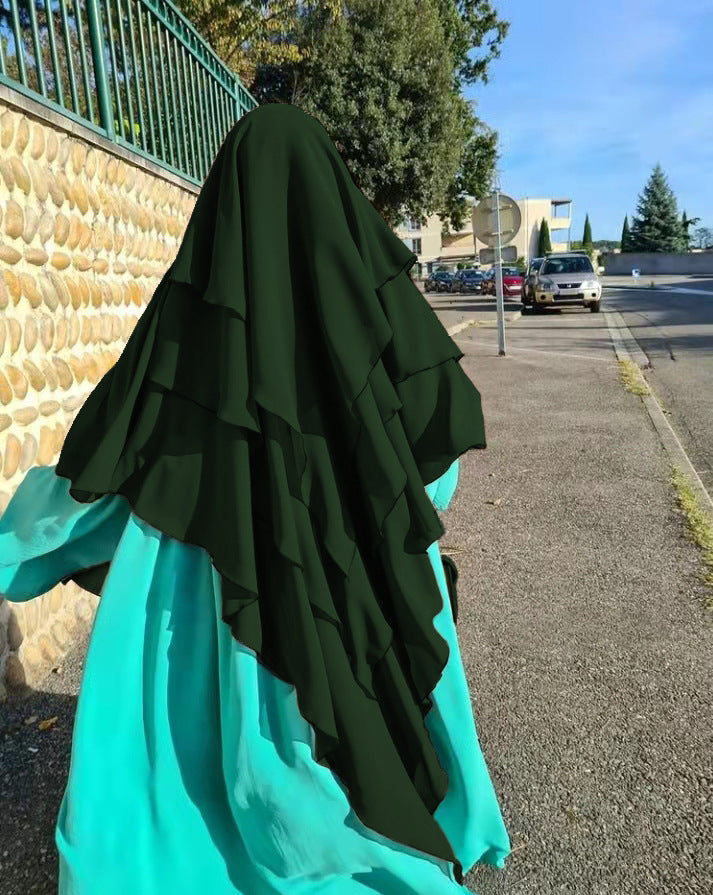 HS0531 khimar trois couches de couleur unie
