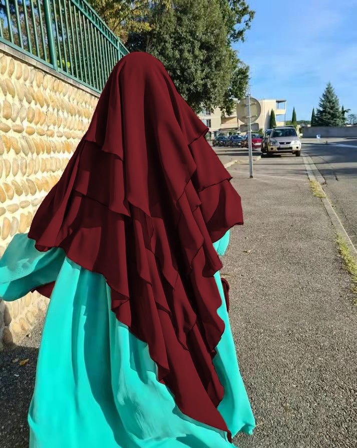 HS0531 khimar trois couches de couleur unie