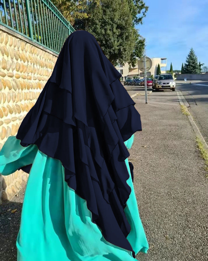 HS0531 khimar trois couches de couleur unie