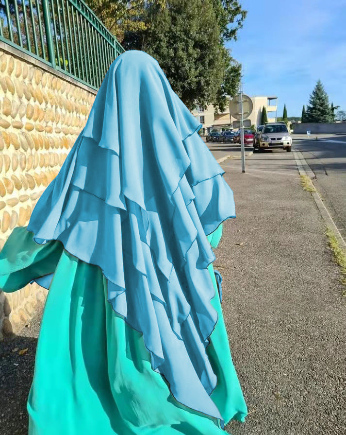 HS0531 khimar trois couches de couleur unie