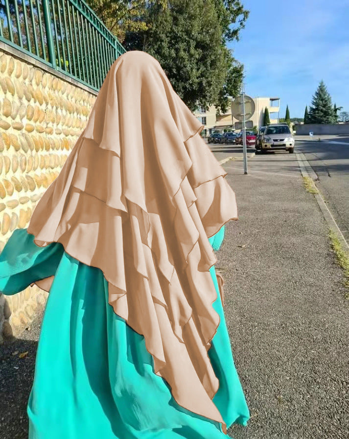 HS0531 khimar trois couches de couleur unie