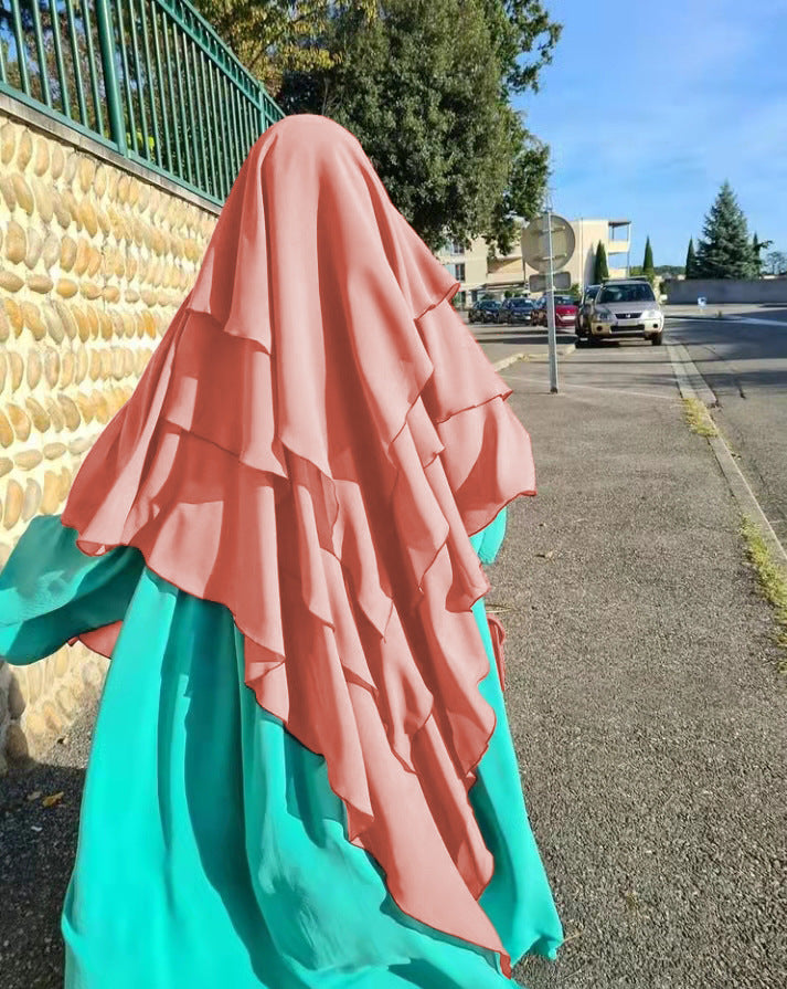 HS0531 khimar trois couches de couleur unie