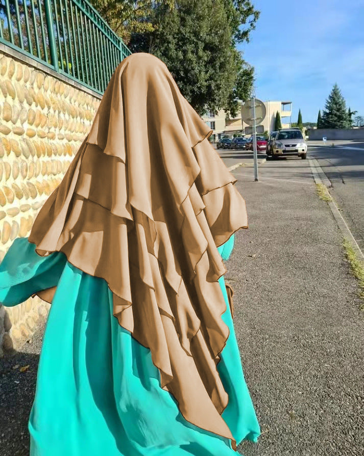 HS0531 khimar trois couches de couleur unie