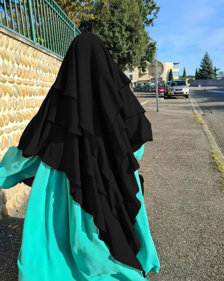 HS0531 khimar trois couches de couleur unie