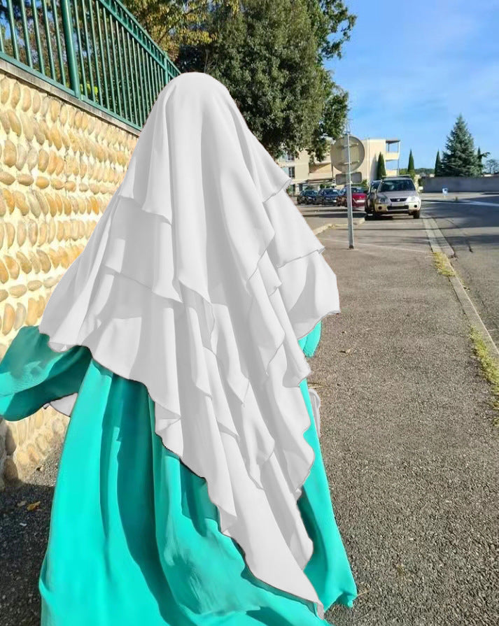 HS0531 khimar trois couches de couleur unie