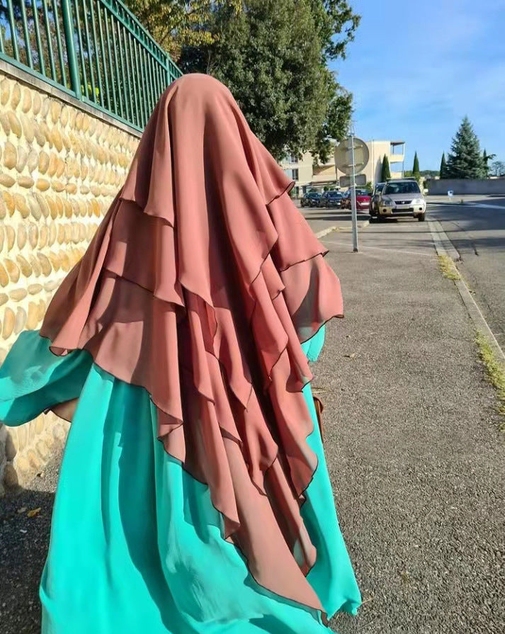 HS0531 khimar trois couches de couleur unie
