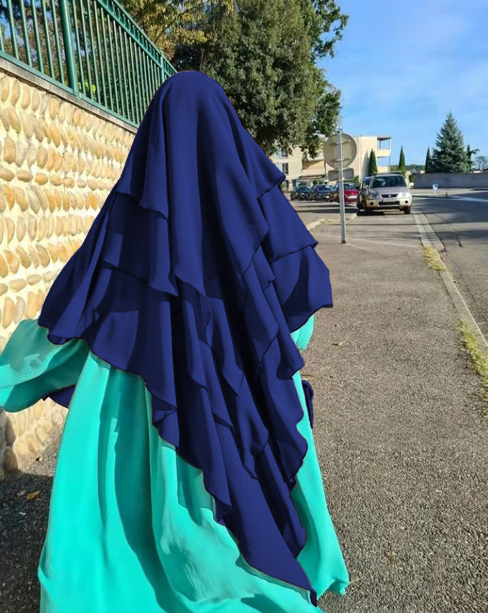 HS0531 khimar trois couches de couleur unie
