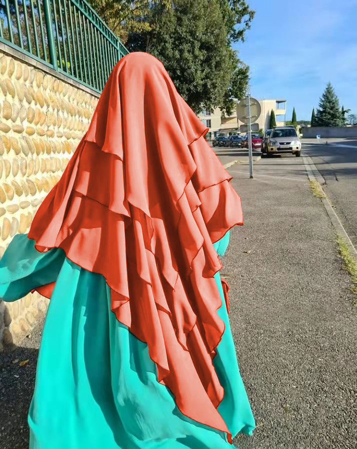HS0531 khimar trois couches de couleur unie