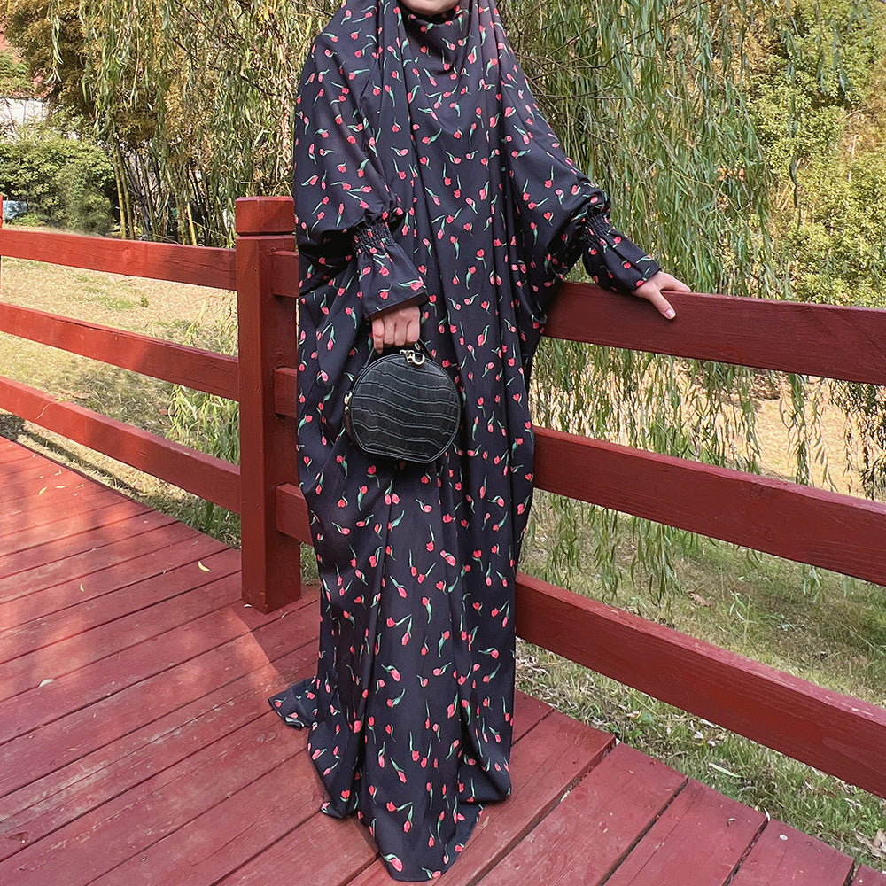 HS0405 2022 dubai turkey middle east print dress robe