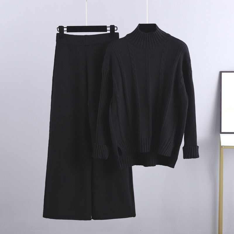HS0474 autumn and wither knitted 2 PCS SET Mid neck sweater