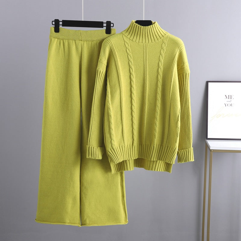 HS0474 autumn and wither knitted 2 PCS SET Mid neck sweater