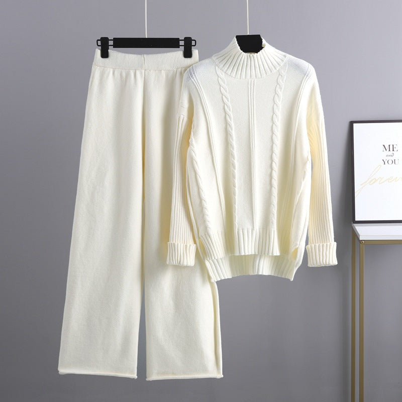 HS0474 autumn and wither knitted 2 PCS SET Mid neck sweater