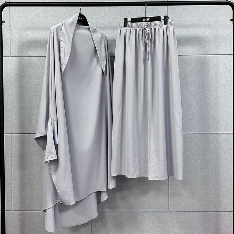 HS0430 Ensemble deux pièces jilbab haut et jupe couleur unie