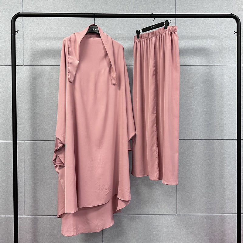 HS0430 Ensemble deux pièces jilbab haut et jupe couleur unie