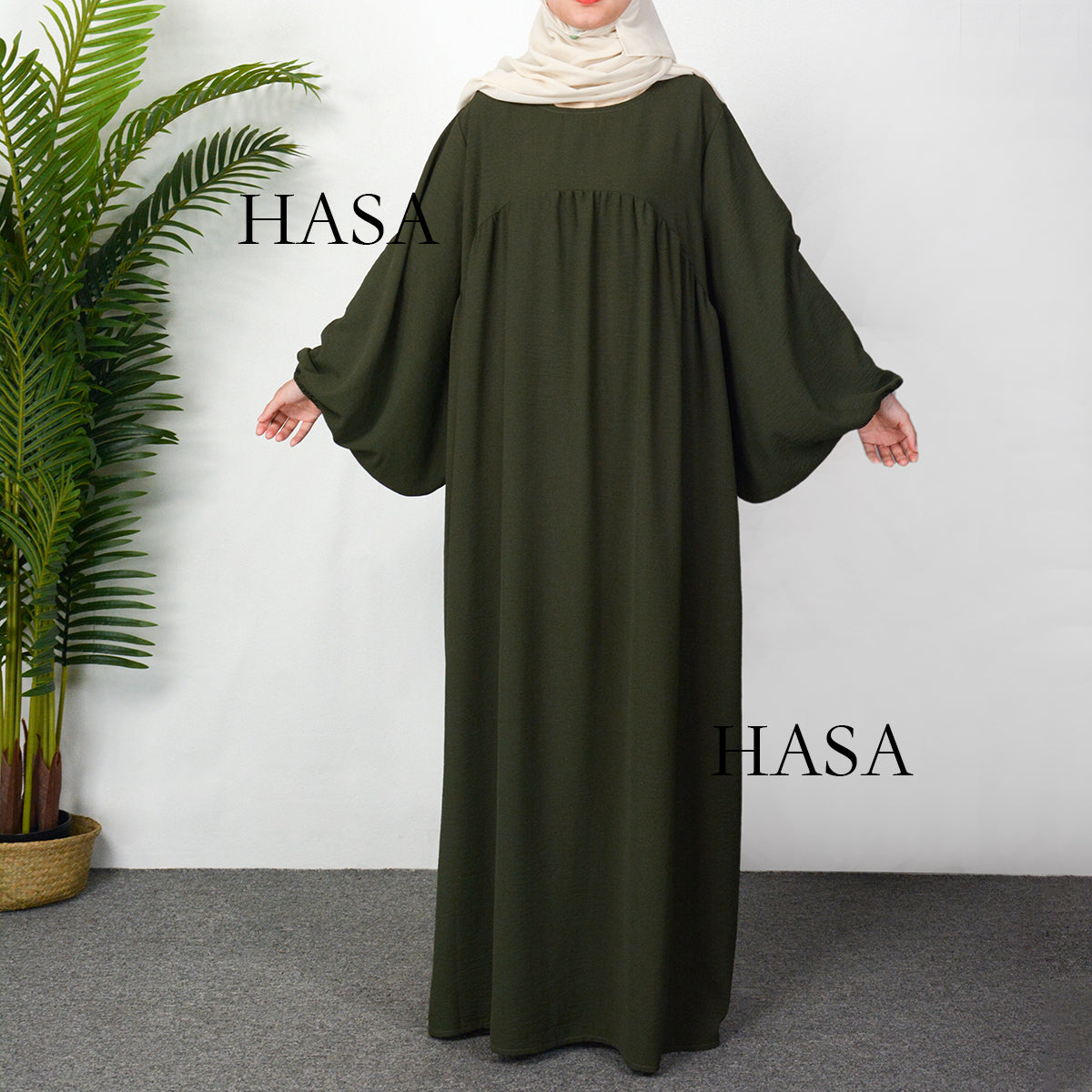 HS0429 Muslim OverSize Abaya with special Bubble sleeves for all body Shape