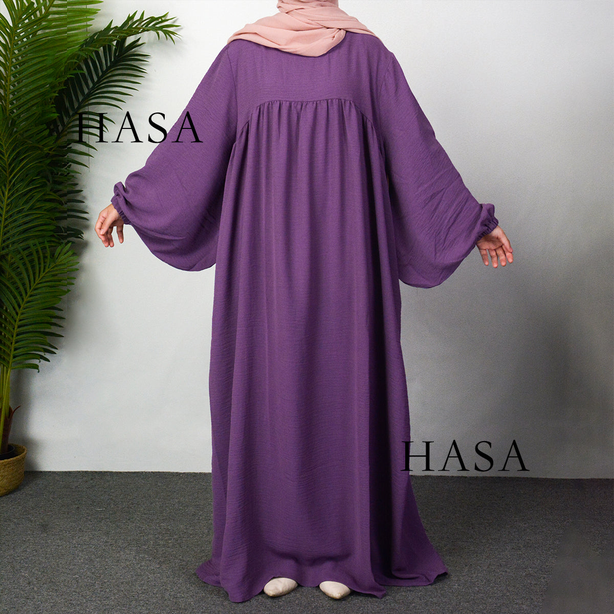 HS0429 Muslim OverSize Abaya with special Bubble sleeves for all body Shape