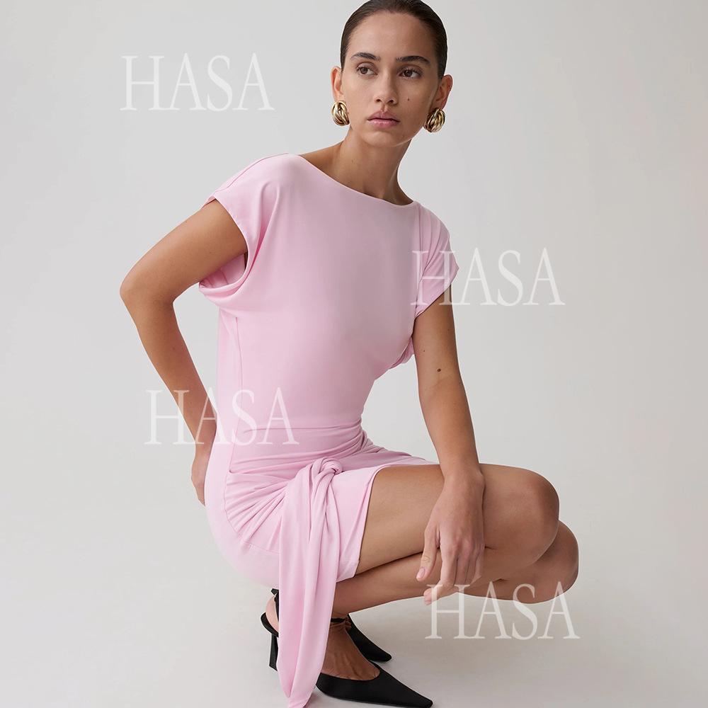 HASA HS6770 Minimal Chic Short Sleeve Mini Dress