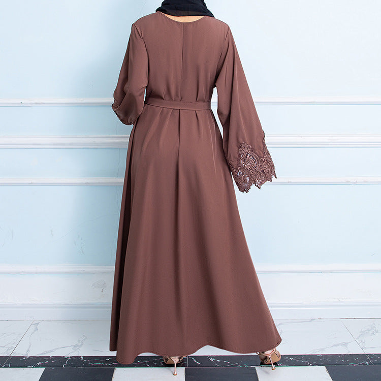 HS0303 Solid color collage embroidery women's dress